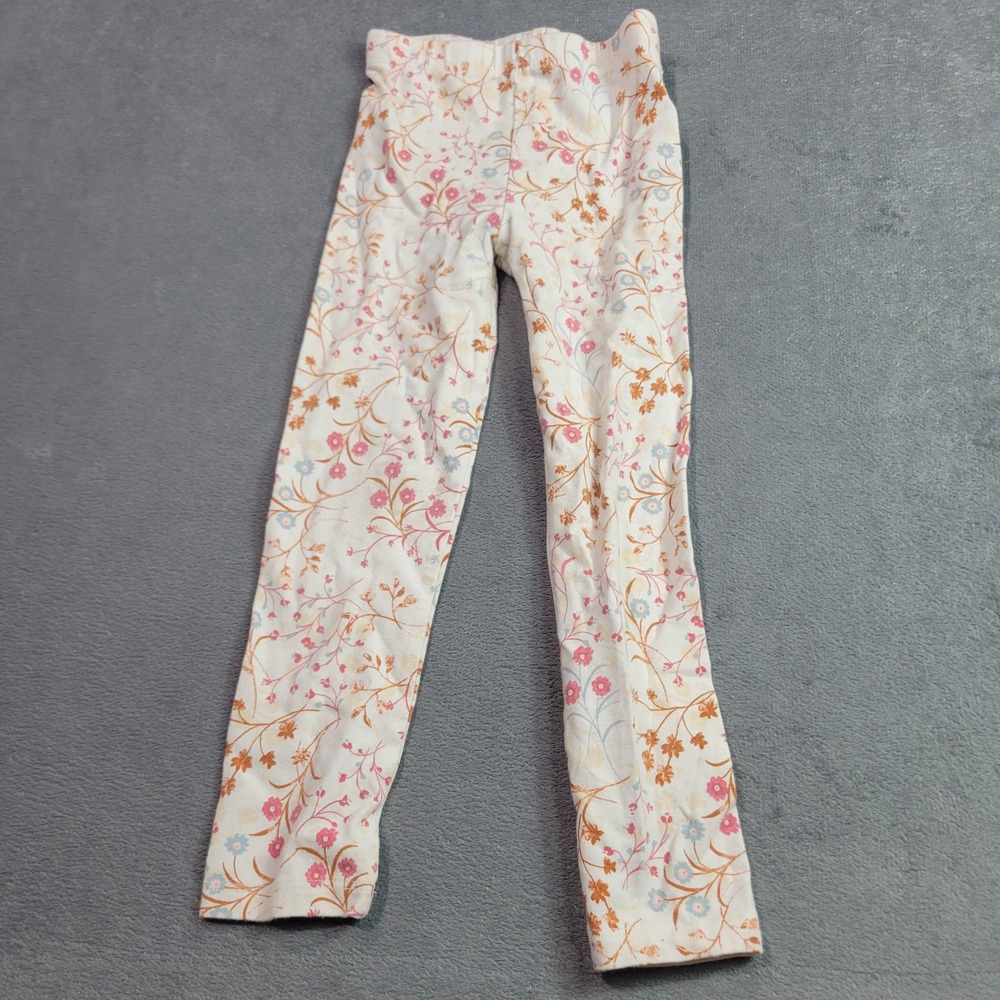 The Children's Place Legging Girls 4T White Pink Floral Botanical Cotton Stretch